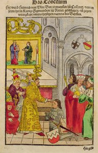 Heinrich von Ulm wird vom Kaiser auf dem Konzil von Konstanz zum Ritter geschlagen, aus 