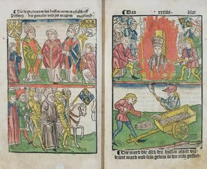 Jan Hus auf dem Scheiterhaufen beim Konzil von Konstanz, aus 