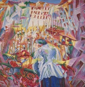 Die Straße dringt in das Haus (La strada entra nella casa) von Umberto Boccioni