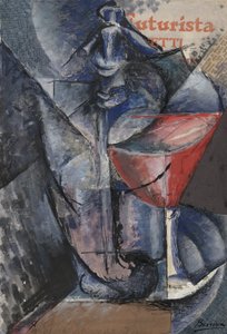Stillleben: Glas und Siphon, ca. 1914 (Collage, Gouache, Feder und Tinte)