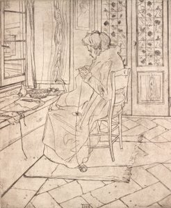 Die Mutter des Künstlers beim Häkeln von Umberto Boccioni