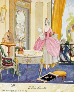Szene im Stil von Louis XV, theatralische Kulisse