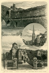 1. Das Schloss Äußeres. 2. Innenraum des Schlosses. 3. Hauptstraße, mit St. Nicholas Kirche, 1898 von Unbekannt
