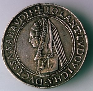 4-Testoon. Herzogtum Savoyen, Italien, Rückseite: Iolanta Ludovica, Herzogin von Savoyen, 1497-1504 von Unbekannt