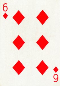 6 der Karo aus einem Kartenspiel von Goodall & Son Ltd., ca. 1940