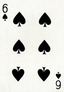 6 der Pik aus einem Kartenspiel von Goodall & Son Ltd., um 1940
