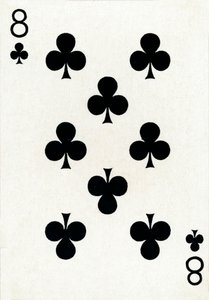 8 der Kreuz aus einem Kartenspiel von Goodall & Son Ltd., ca. 1940