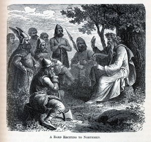 Ein Barde rezitiert vor Nordmännern, 1882