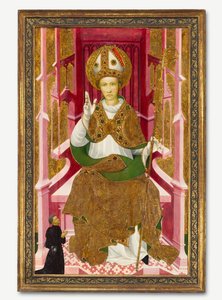 Ein Bischofheiliger mit einem Spender, Heiliger Ludwig von Toulouse, frühe 1400er von Unbekannt
