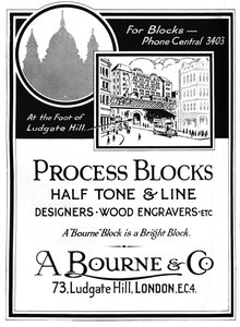 A. Bourne & Co. Anzeige - Prozessblöcke, 1919
