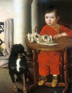 Ein Junge mit Spielzeug von Unbekannt