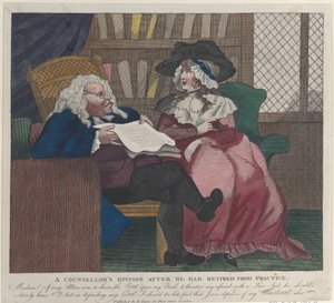 Meinung eines Beraters nach seinem Ruhestand - Die Rechtsberatung, 1780-94 von Unbekannt