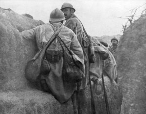 Ein französischer Graben vor einem Angriff, 2. Schlacht von Champagne, Frankreich, 25. September 1915 von Unbekannt