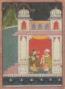 Eine Heldin und ihr Liebhaber in einem Pavillon: Seite aus einem verstreuten Nayikabheda, ca. 1660-80