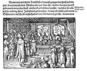 Eine Mahlzeit des Zaren aus Die Moskowitische Chronik von S. Herberstein, 1579 von Unbekannt
