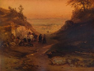 Eine felsige Schlucht, mit Figuren und Pferden, 1848, 1938