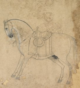 Ein gesatteltes Pferd, um 1750 von Unbekannt