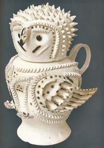 Salzglasur-Eule als Krug, der Kopf als Tasse von Unbekannt