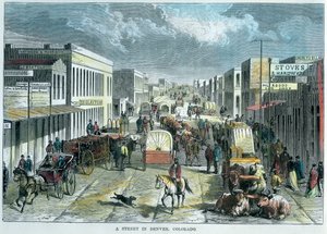 Eine Straße in Denver, Colorado, USA, um 1880 von Unbekannt