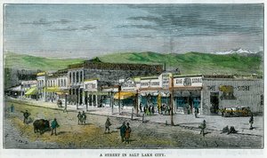 Eine Straße in Salt Lake City, Utah, USA, um 1880