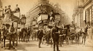 Ein Verkehrsblock im Jahr 1900 - Eine Szene vor dem Mansion House, 1933 von Unbekannt
