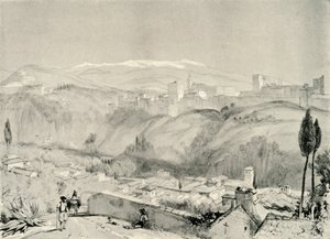 Ein Blick auf die Alhambra vom Albaycin, 19. Jahrhundert, 1907 von Unbekannt