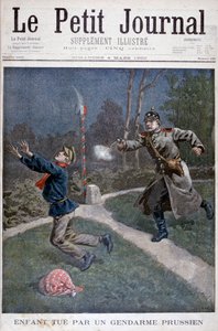 Ein Junge, der von einem preußischen Gendarmen erschossen wurde, als er aus einer Besserungsanstalt floh, 1900