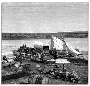 Eine Fähre auf dem Vaal-Fluss, Transvaal, Südafrika, ca. 1890