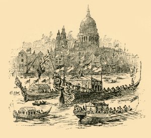 Eine große Prozession von geschmückten Barken von Whitehall nach Limehouse, 1907 von Unbekannt