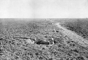 Eine Reihe französischer Infanterie-Schützenlöcher, 1918
