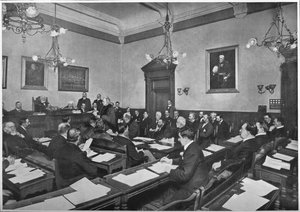 Eine Sitzung des Hammersmith Borough Council, um 1903