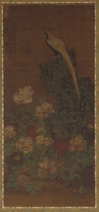 Ein Fasan, ein Felsen und Pfingstrosen, Ming- oder Qing-Dynastie, 17. Jahrhundert