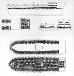 Ein Plan des Inneren eines Sklavenschiffs, 1808 1965 von Unbekannt