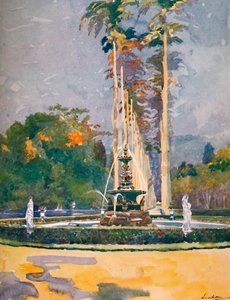 Ein Teil der Allee der Königspalmen, Botanische Gärten, 1914 von Unbekannt