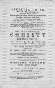 Ein Veranstaltungsprogramm im Operettenhaus, Waterloo Place, Edinburgh, 1874 von Unbekannt