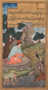 Ein Rabe bringt Elia Nahrung, aus einem Mirat al-quds von Pater Jerome Xavier..., 1602-1604 von Unbekannt