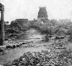 Ein zerstörter Tempel in der Nähe von Madras, Indien, 1874 von Unbekannt