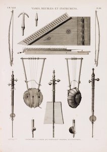 Eine Serie von Illustrationen von Musikinstrumenten