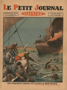 Ein Schiff fängt Feuer im Roten Meer, 1930 von Unbekannt