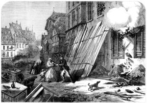 Eine Straße in Straßburg während der Belagerung und Bombardierung, Deutsch-Französischer Krieg, 1870 von Unbekannt