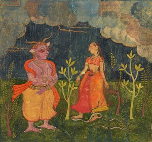 Abhisarika Nayika, Folio aus einem Rasikpriya von Unbekannt