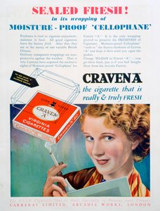 Werbung für Craven A Zigaretten, 1931