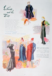 Werbung für farbige Plastikreißverschlüsse von ICI, 1937