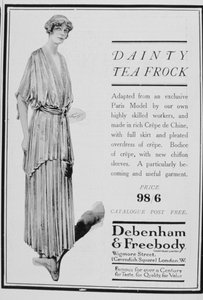 Werbung für Teekleider von Debenham und Freebody, 1916