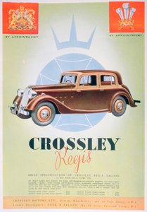 Werbung für das Crossley Regis Auto, 1935 von Unbekannt