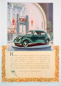 Werbung für das Ford V8 22 Automobil, 1937