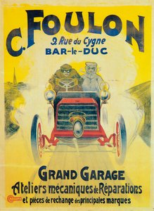 Werbung für C Foulons Garage, Bar-le-Duc, Frankreich, um 1900