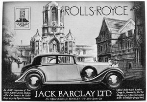 Werbung für Jack Barclay Ltd, Rolls-Royce und Bentley Händler, 1935