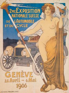 Werbung für die Zweite Schweizerische Nationale Auto- und Fahrrad-Ausstellung, Genf, 1906 von Unbekannt