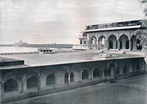 Agra. Der Dewan-i-Khas mit Blick auf den Taj, um 1910